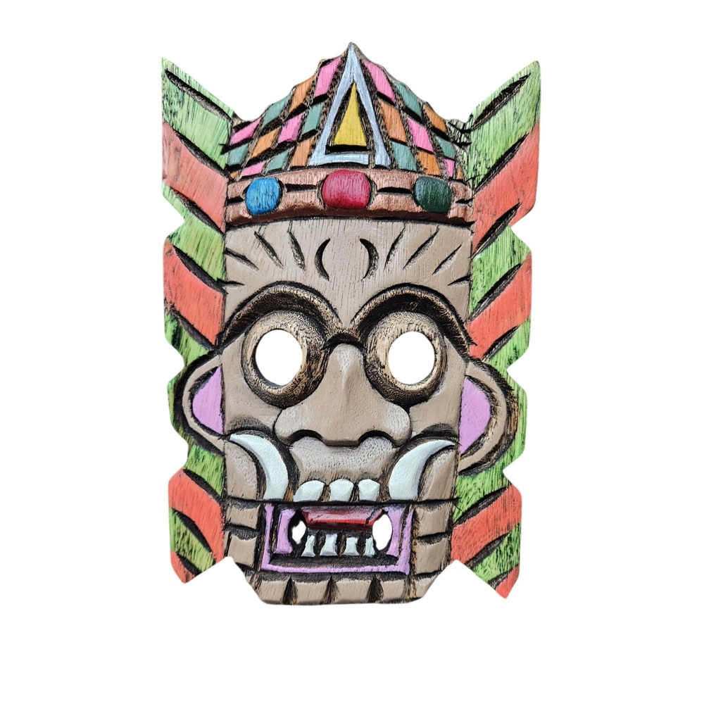 Hand Carved Tribal Mask Wall Decor Wood Painted Face Figurine